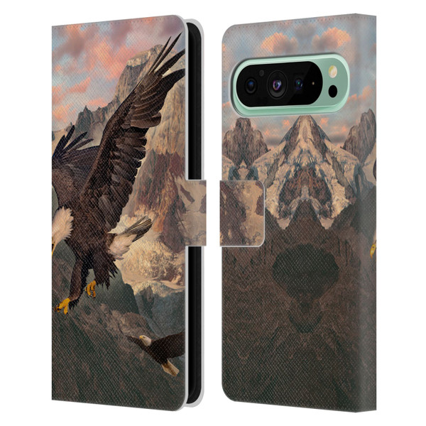 Vincent Hie Key Art Eagle Strike Leather Book Wallet Case Cover For Google Pixel 9 Pro XL