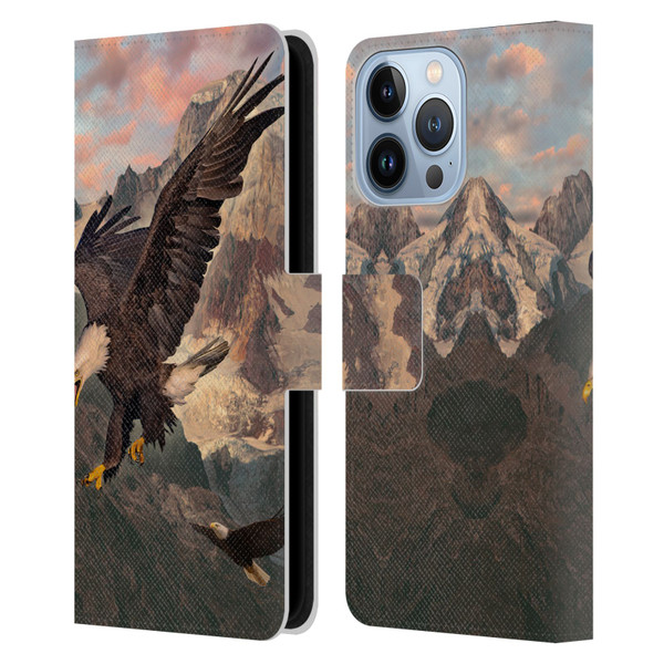Vincent Hie Key Art Eagle Strike Leather Book Wallet Case Cover For Apple iPhone 13 Pro