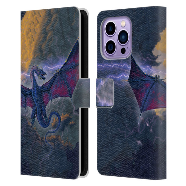 Vincent Hie Key Art Thunder Dragon Leather Book Wallet Case Cover For Apple iPhone 14 Pro Max