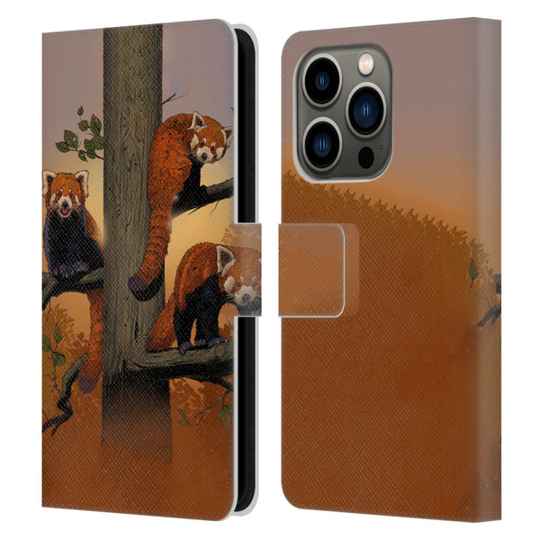 Vincent Hie Key Art Red Pandas Leather Book Wallet Case Cover For Apple iPhone 14 Pro