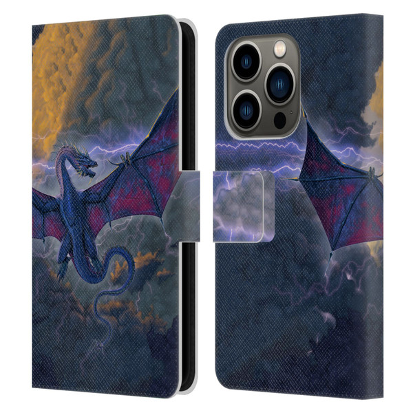 Vincent Hie Key Art Thunder Dragon Leather Book Wallet Case Cover For Apple iPhone 14 Pro