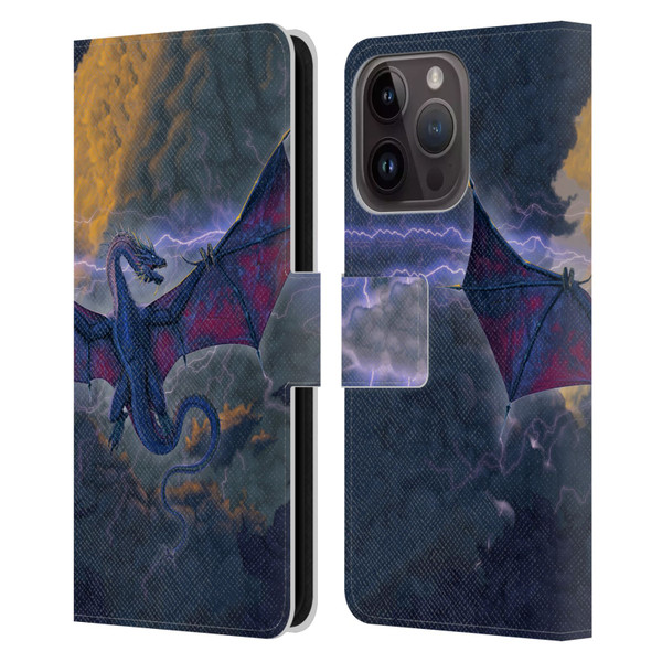 Vincent Hie Key Art Thunder Dragon Leather Book Wallet Case Cover For Apple iPhone 15 Pro