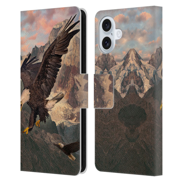 Vincent Hie Key Art Eagle Strike Leather Book Wallet Case Cover For Apple iPhone 16 Plus