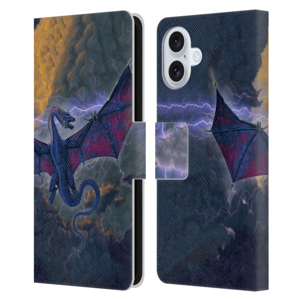 Vincent Hie Key Art Thunder Dragon Leather Book Wallet Case Cover For Apple iPhone 16 Plus