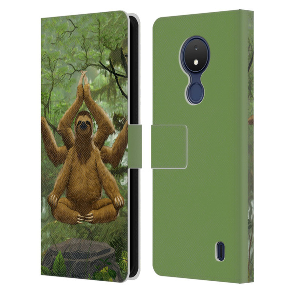 Vincent Hie Key Art Zen Sloth Leather Book Wallet Case Cover For Nokia C21
