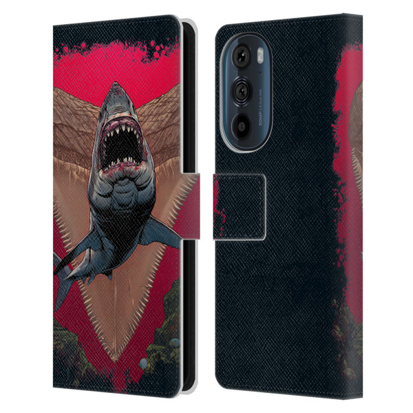 Vincent Hie Key Art Shark Leather Book Wallet Case Cover For Motorola Edge 30