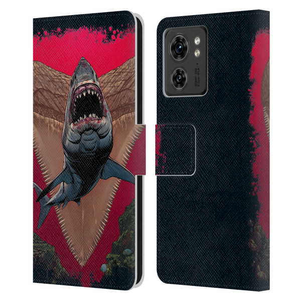 Vincent Hie Key Art Shark Leather Book Wallet Case Cover For Motorola Moto Edge 40