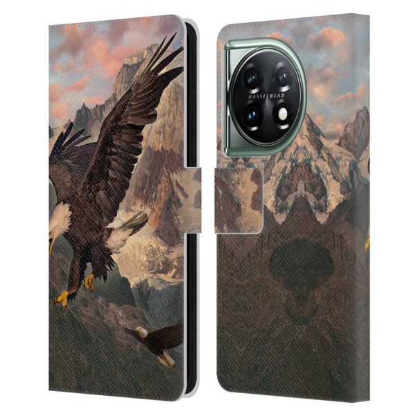 Vincent Hie Key Art Eagle Strike Leather Book Wallet Case Cover For OnePlus 11 5G