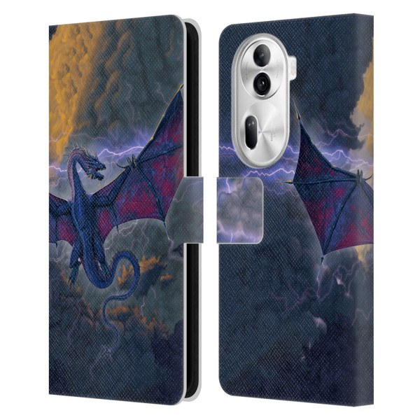 Vincent Hie Key Art Thunder Dragon Leather Book Wallet Case Cover For OPPO Reno11
