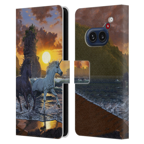 Vincent Hie Key Art Unicorns On The Beach Leather Book Wallet Case Cover For Nothing Phone (2a)