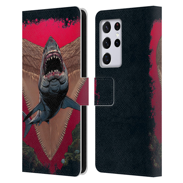 Vincent Hie Key Art Shark Leather Book Wallet Case Cover For Samsung Galaxy S21 Ultra 5G