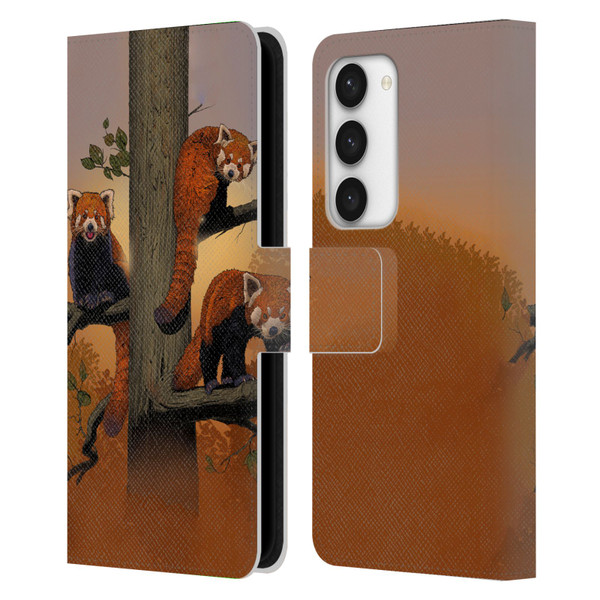 Vincent Hie Key Art Red Pandas Leather Book Wallet Case Cover For Samsung Galaxy S23 5G