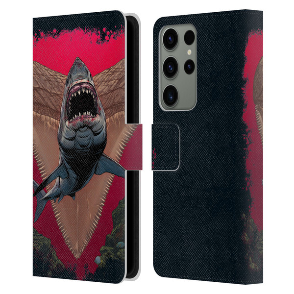 Vincent Hie Key Art Shark Leather Book Wallet Case Cover For Samsung Galaxy S23 Ultra 5G