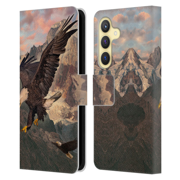 Vincent Hie Key Art Eagle Strike Leather Book Wallet Case Cover For Samsung Galaxy S24 5G