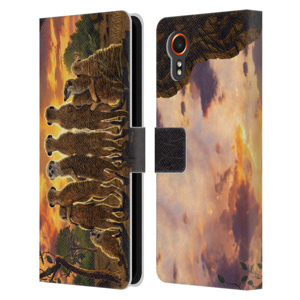 Vincent Hie Key Art Meerkat Family Leather Book Wallet Case Cover For Samsung Galaxy Xcover7 5G