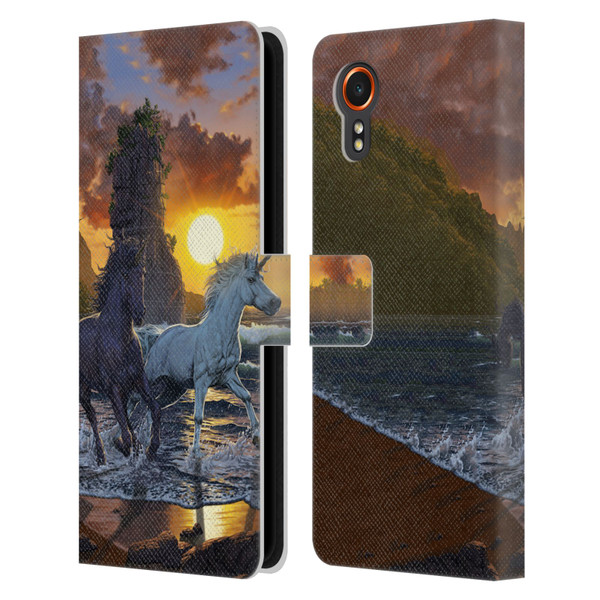 Vincent Hie Key Art Unicorns On The Beach Leather Book Wallet Case Cover For Samsung Galaxy Xcover7 5G