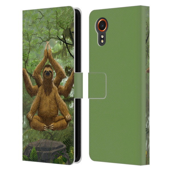 Vincent Hie Key Art Zen Sloth Leather Book Wallet Case Cover For Samsung Galaxy Xcover7 5G