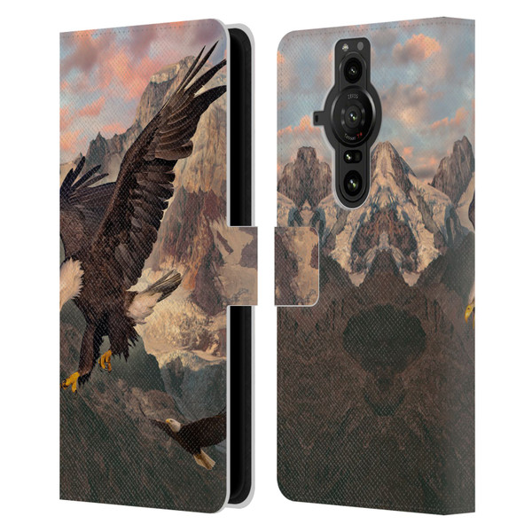 Vincent Hie Key Art Eagle Strike Leather Book Wallet Case Cover For Sony Xperia Pro-I
