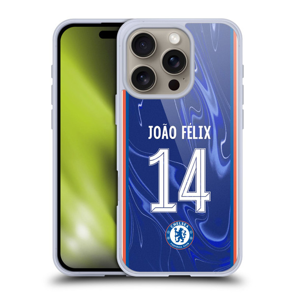 Chelsea Football Club 2024/25 Players Home Kit João Félix Soft Gel Case for Apple iPhone 16 Pro