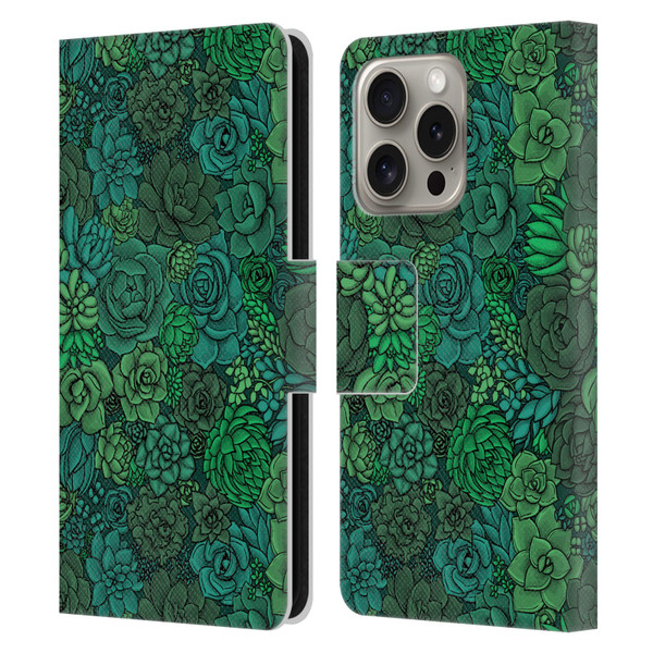 Katerina Kirilova Art Succulent Garden Leather Book Wallet Case Cover For Apple iPhone 16 Pro