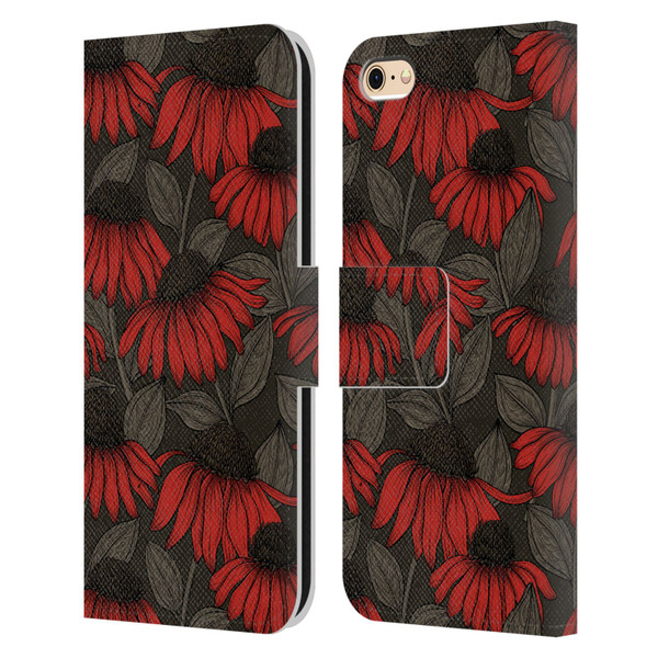 Katerina Kirilova Art Red Coneflowers Leather Book Wallet Case Cover For Apple iPhone 6 / iPhone 6s