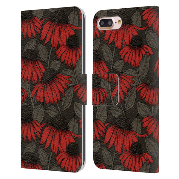 Katerina Kirilova Art Red Coneflowers Leather Book Wallet Case Cover For Apple iPhone 7 Plus / iPhone 8 Plus