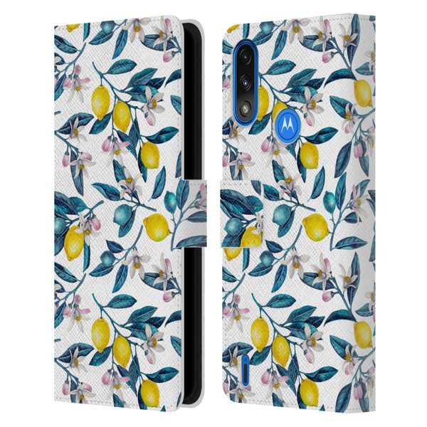Katerina Kirilova Art Lemons And Blooms Leather Book Wallet Case Cover For Motorola Moto E7 Power / Moto E7i Power