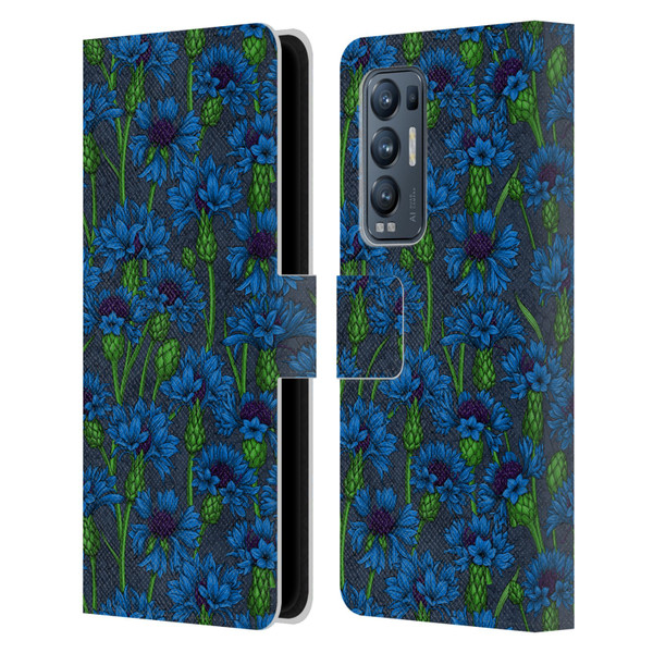 Katerina Kirilova Art Blue Cornflowers Leather Book Wallet Case Cover For OPPO Find X3 Neo / Reno5 Pro+ 5G