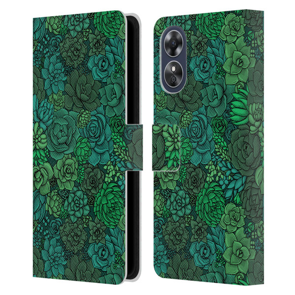 Katerina Kirilova Art Succulent Garden Leather Book Wallet Case Cover For OPPO A17