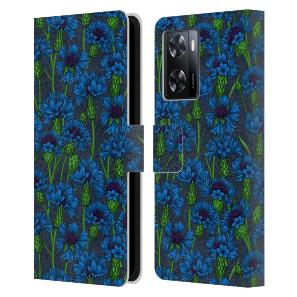 Katerina Kirilova Art Blue Cornflowers Leather Book Wallet Case Cover For OPPO A57s
