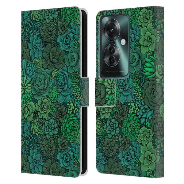 Katerina Kirilova Art Succulent Garden Leather Book Wallet Case Cover For OPPO Reno11 F 5G / F25 Pro 5G