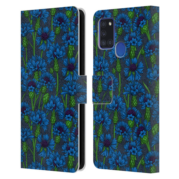 Katerina Kirilova Art Blue Cornflowers Leather Book Wallet Case Cover For Samsung Galaxy A21s (2020)