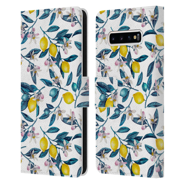 Katerina Kirilova Art Lemons And Blooms Leather Book Wallet Case Cover For Samsung Galaxy S10+ / S10 Plus