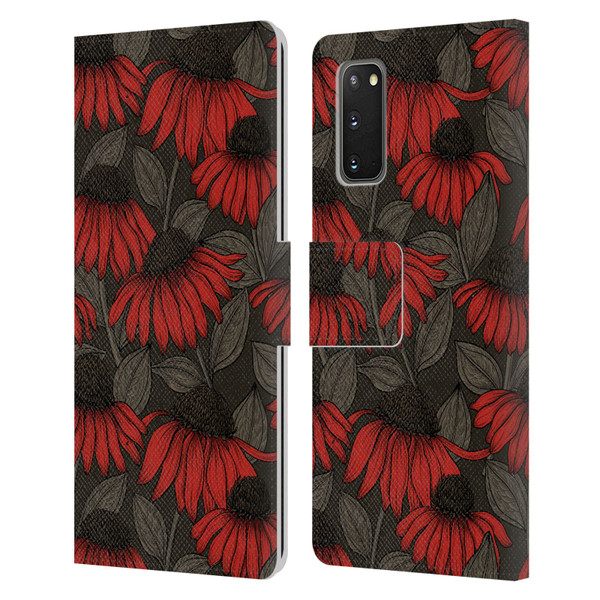 Katerina Kirilova Art Red Coneflowers Leather Book Wallet Case Cover For Samsung Galaxy S20 / S20 5G