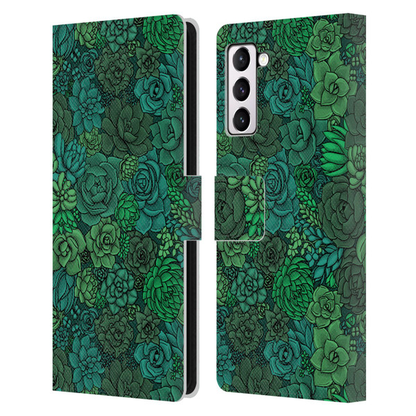 Katerina Kirilova Art Succulent Garden Leather Book Wallet Case Cover For Samsung Galaxy S21+ 5G