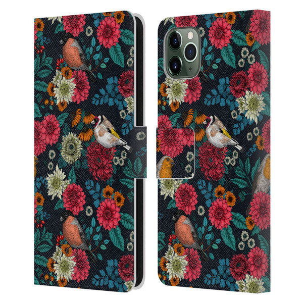 Katerina Kirilova Graphics Garden Birds Leather Book Wallet Case Cover For Apple iPhone 11 Pro Max