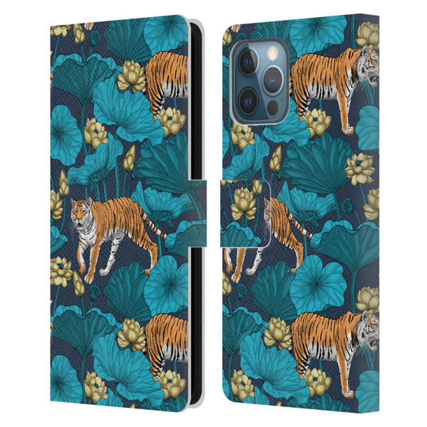 Katerina Kirilova Graphics Tigers In Lotus Pond Leather Book Wallet Case Cover For Apple iPhone 12 Pro Max