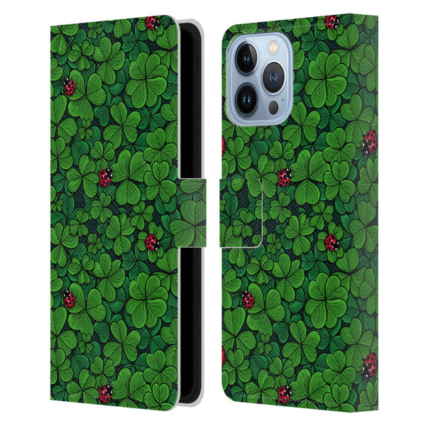 Katerina Kirilova Graphics The Lucky Clover Leather Book Wallet Case Cover For Apple iPhone 13 Pro Max