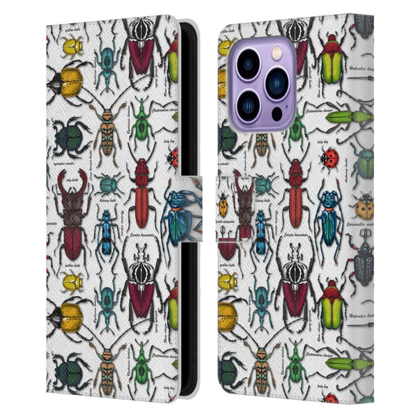 Katerina Kirilova Graphics Beetles Leather Book Wallet Case Cover For Apple iPhone 14 Pro Max