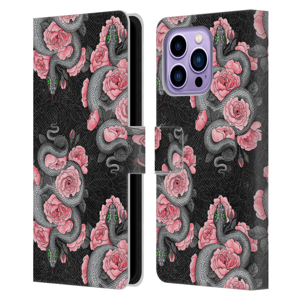 Katerina Kirilova Graphics Snakes And Roses Leather Book Wallet Case Cover For Apple iPhone 14 Pro Max