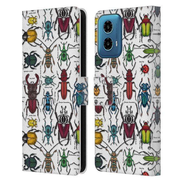 Katerina Kirilova Graphics Beetles Leather Book Wallet Case Cover For Motorola Moto G34 5G