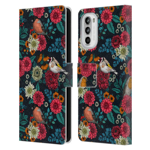 Katerina Kirilova Graphics Garden Birds Leather Book Wallet Case Cover For Motorola Moto G52