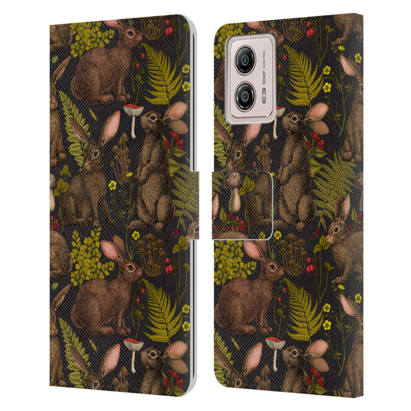 Katerina Kirilova Graphics Rabbits Leather Book Wallet Case Cover For Motorola Moto G53 5G