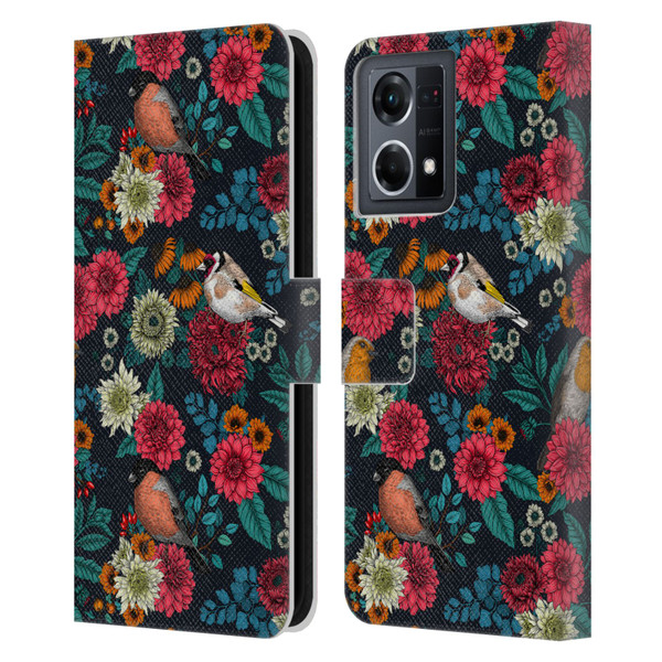 Katerina Kirilova Graphics Garden Birds Leather Book Wallet Case Cover For OPPO Reno8 4G