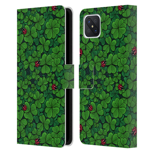 Katerina Kirilova Graphics The Lucky Clover Leather Book Wallet Case Cover For OPPO Reno4 Z 5G