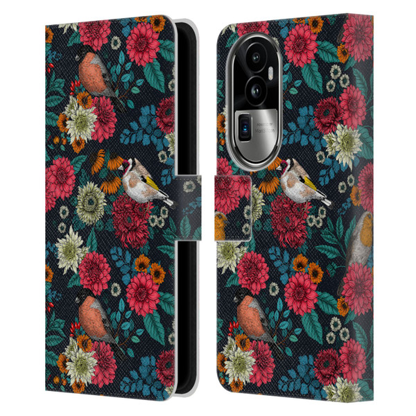 Katerina Kirilova Graphics Garden Birds Leather Book Wallet Case Cover For OPPO Reno10 Pro+