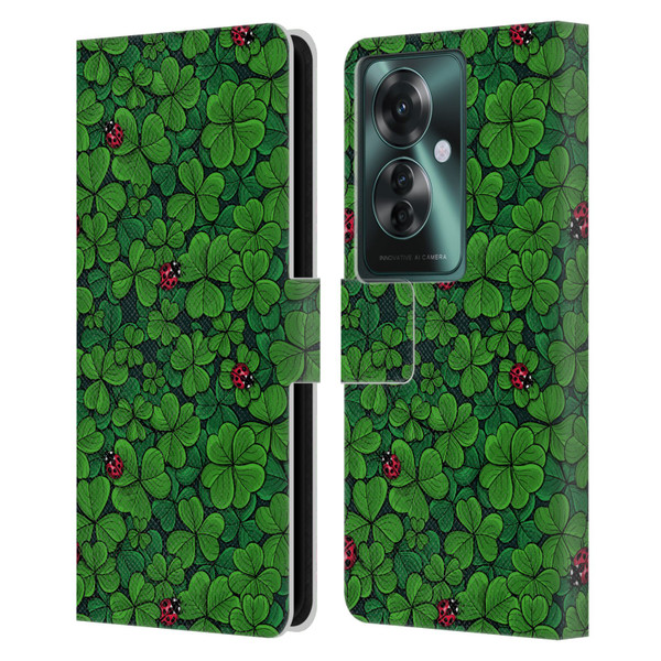 Katerina Kirilova Graphics The Lucky Clover Leather Book Wallet Case Cover For OPPO Reno11 F 5G / F25 Pro 5G