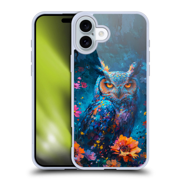 Haroulita Mix Art Animals Owl In Flowers Soft Gel Case for Apple iPhone 16 Plus