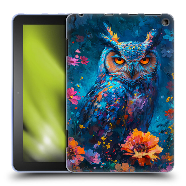 Haroulita Mix Art Animals Owl In Flowers Soft Gel Case for Amazon Fire HD 8/Fire HD 8 Plus 2020