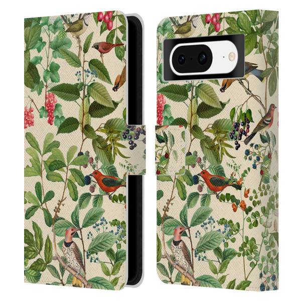 LebensArt Birds And Floral Berries Leather Book Wallet Case Cover For Google Pixel 8